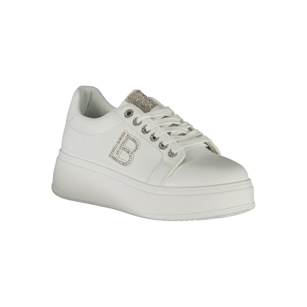 White Polyester Women Sneaker