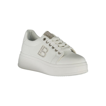 White Polyester Women Sneaker