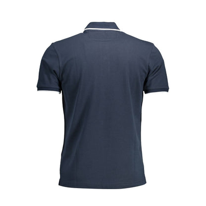Blue Cotton Men Polo Shirt