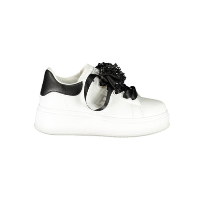 White Polyester Women Sneaker