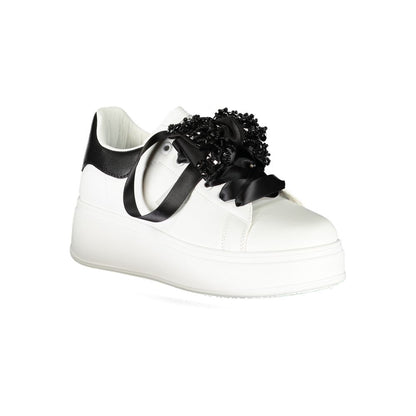 White Polyester Women Sneaker
