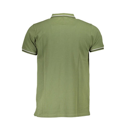 Green Cotton Men Polo Shirt