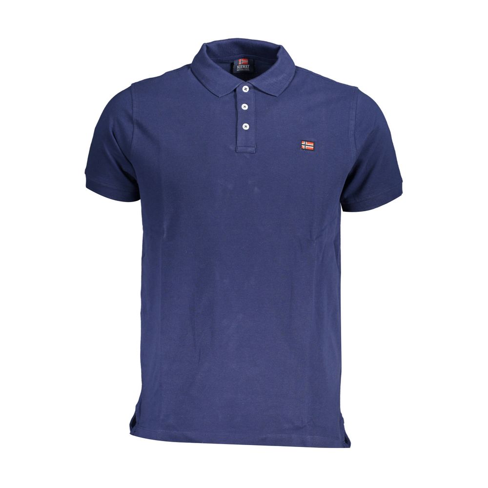 Blue Cotton Men Polo Shirt