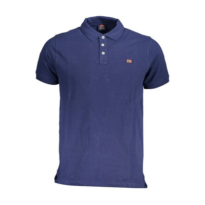 Blue Cotton Men Polo Shirt