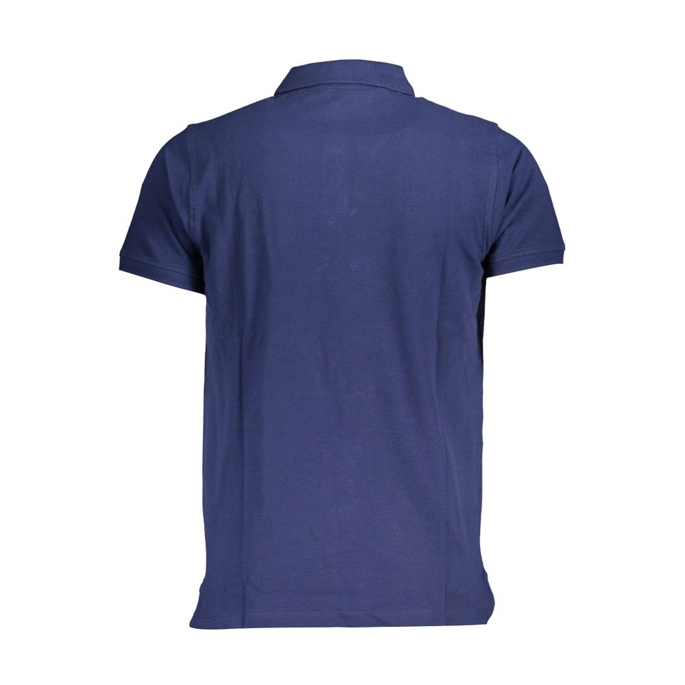 Blue Cotton Men Polo Shirt