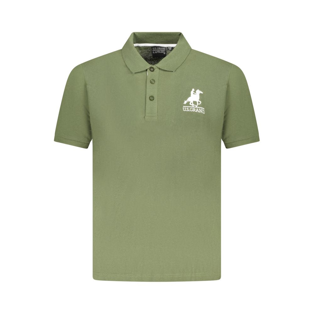 Green Cotton Men Polo Shirt