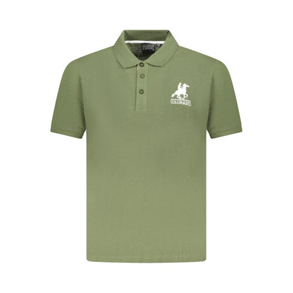 Green Cotton Men Polo Shirt
