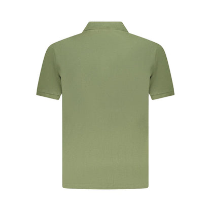 Green Cotton Men Polo Shirt