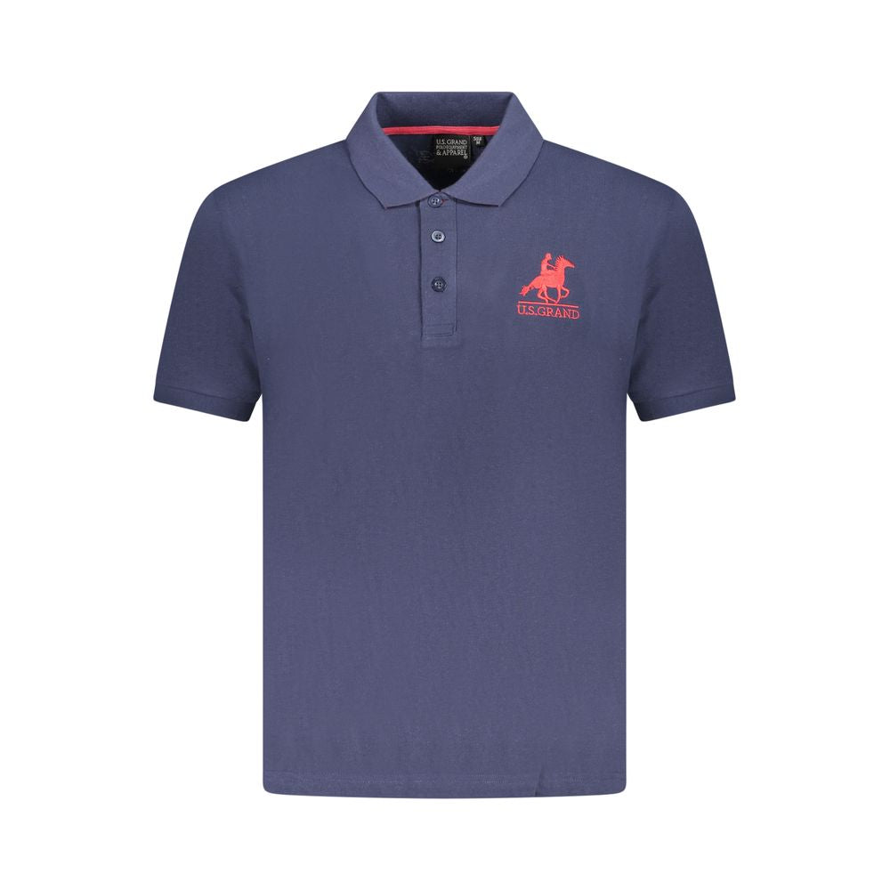 Blue Cotton Men Polo Shirt