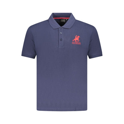 Blue Cotton Men Polo Shirt