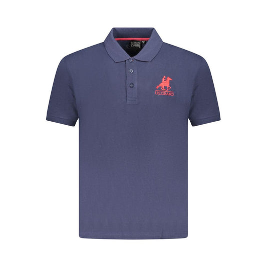 Blue Cotton Men Polo Shirt