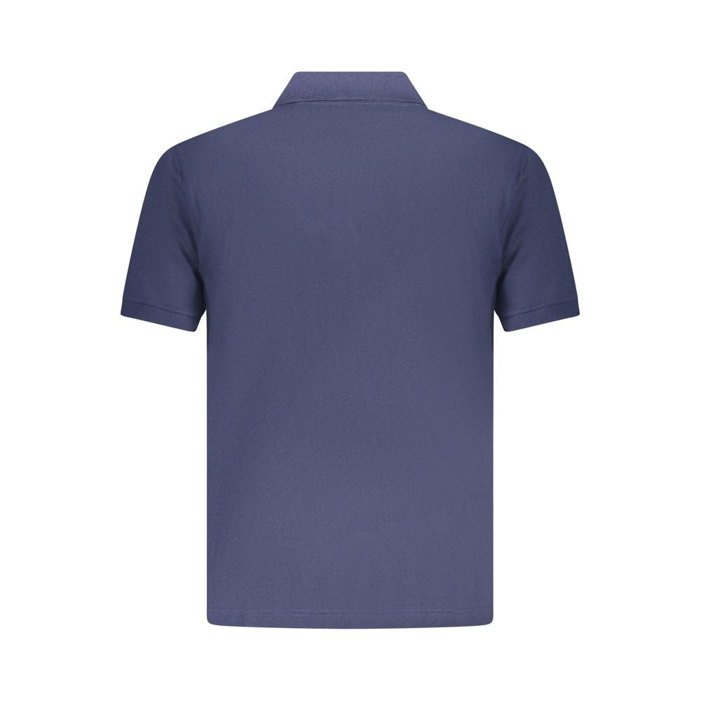 Blue Cotton Men Polo Shirt