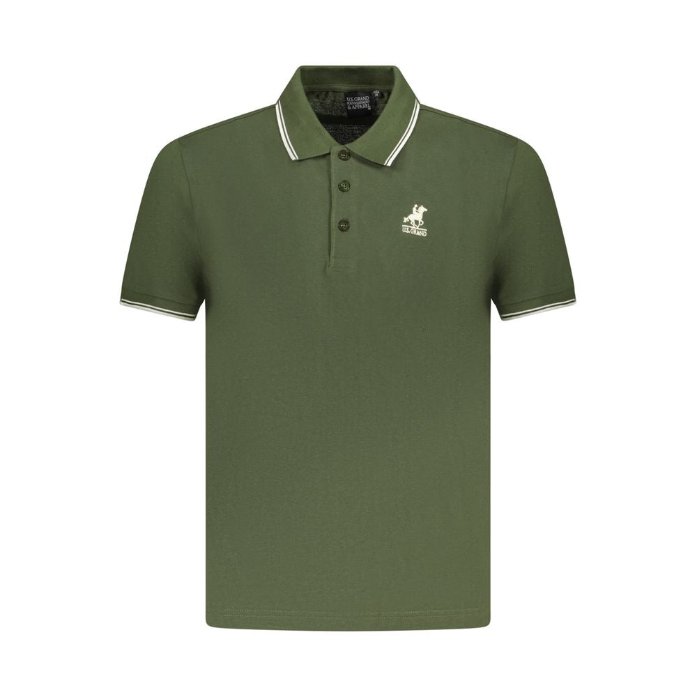 Green Cotton Men Polo Shirt