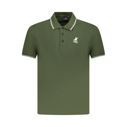 Green Cotton Men Polo Shirt