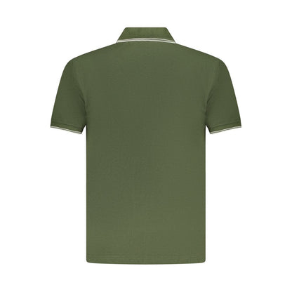 Green Cotton Men Polo Shirt