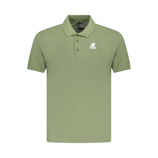 Green Cotton Men Polo Shirt