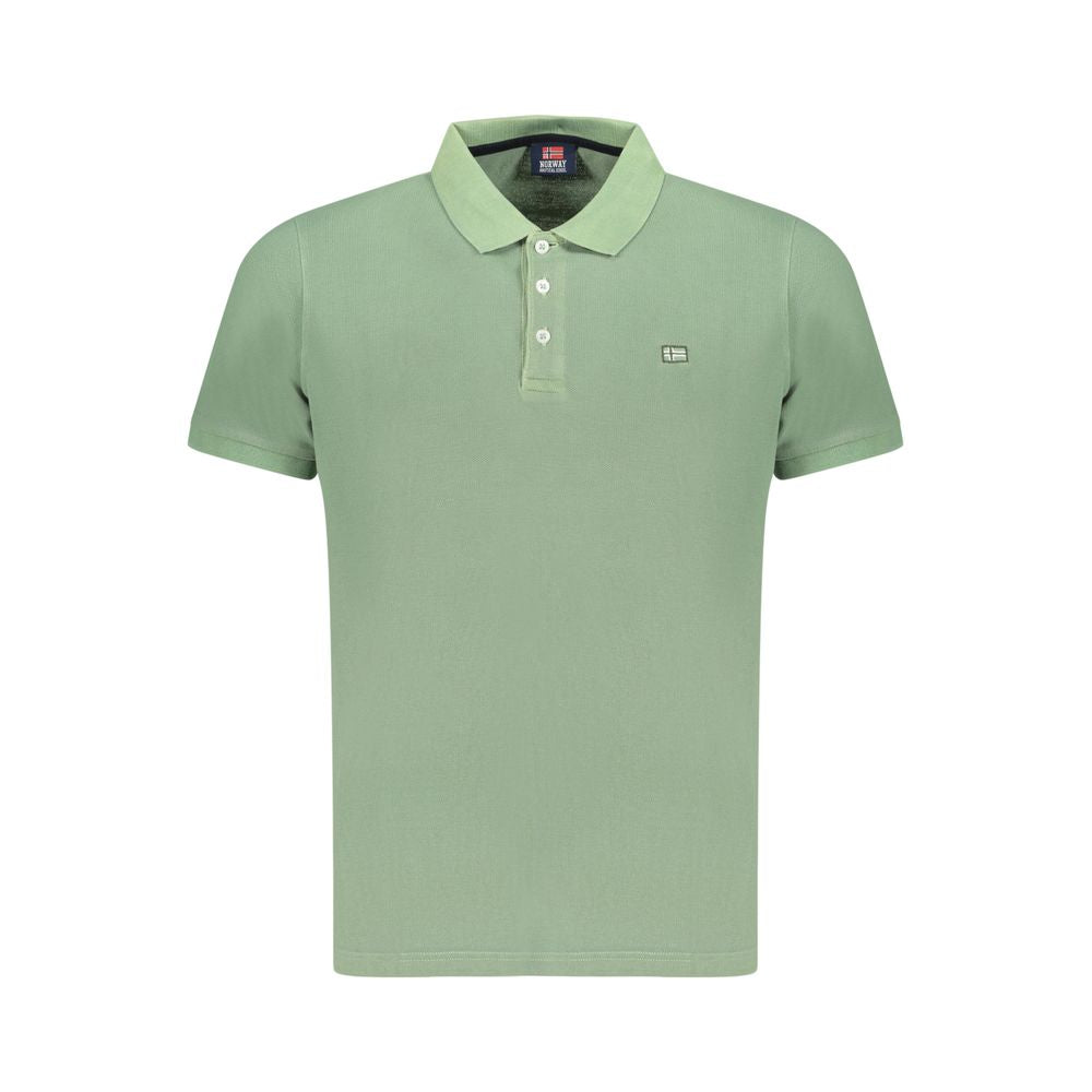 Green Cotton Men Polo Shirt