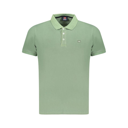 Green Cotton Men Polo Shirt