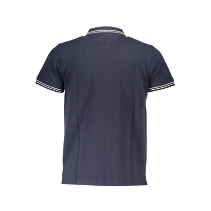 Blue Cotton Men Polo Shirt