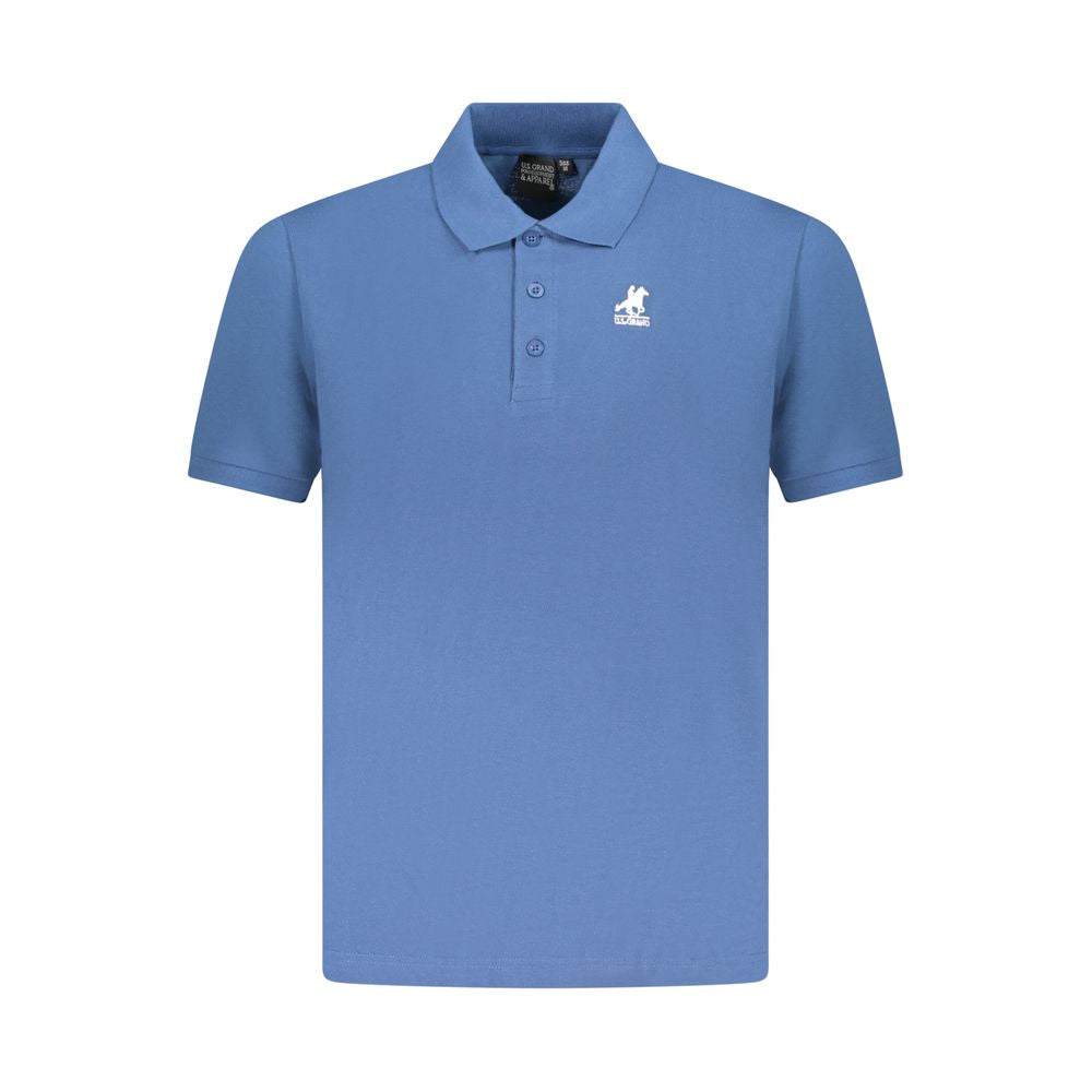 Blue Cotton Men Polo Shirt