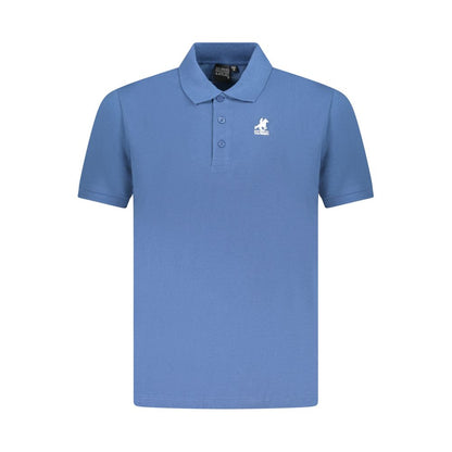 Blue Cotton Men Polo Shirt
