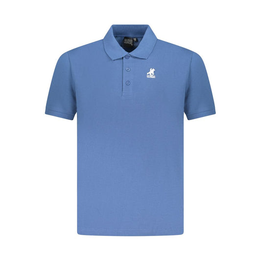 Blue Cotton Men Polo Shirt