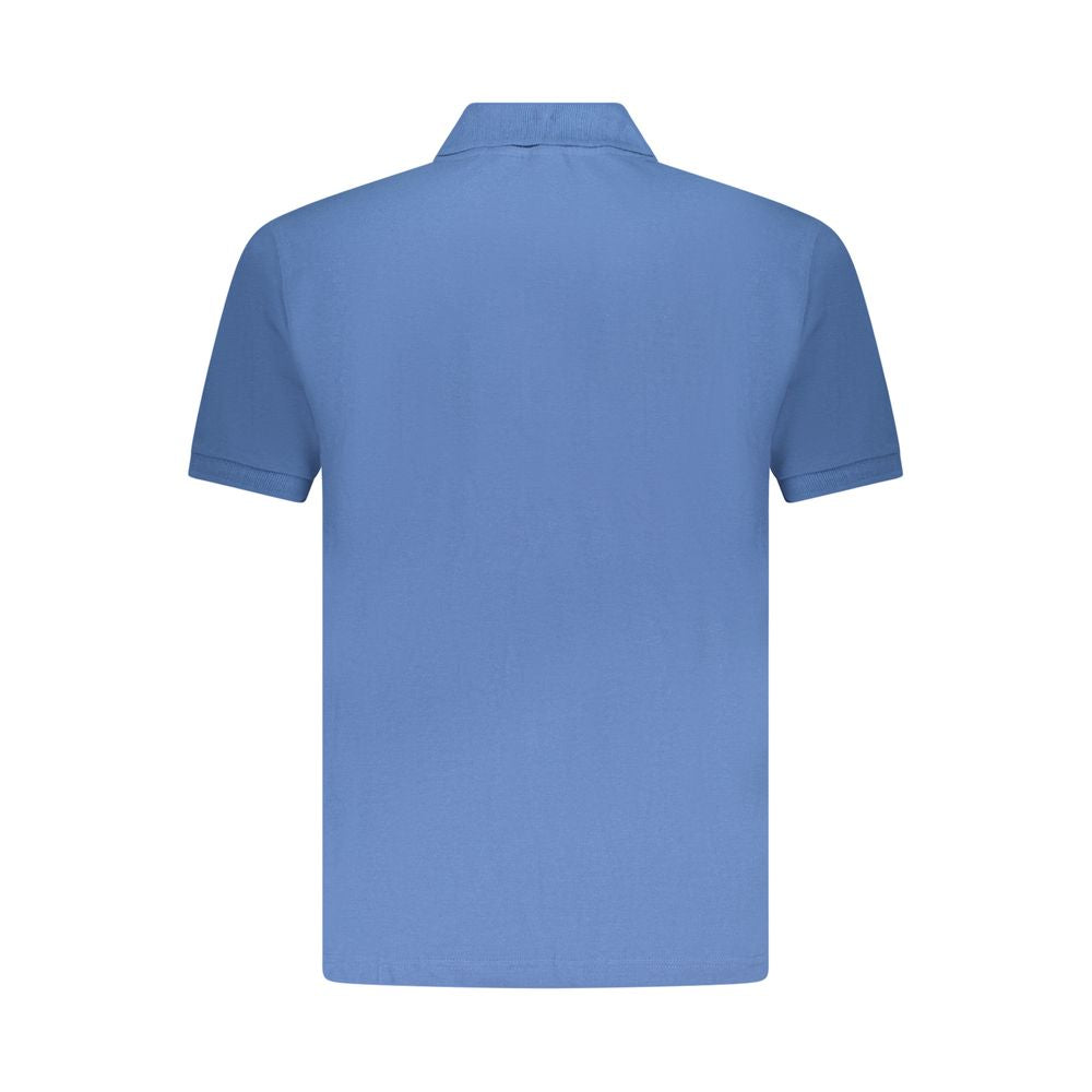 Blue Cotton Men Polo Shirt