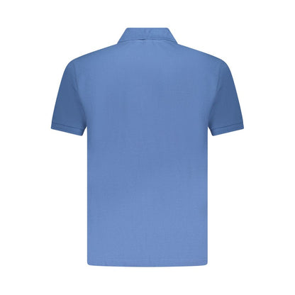 Blue Cotton Men Polo Shirt