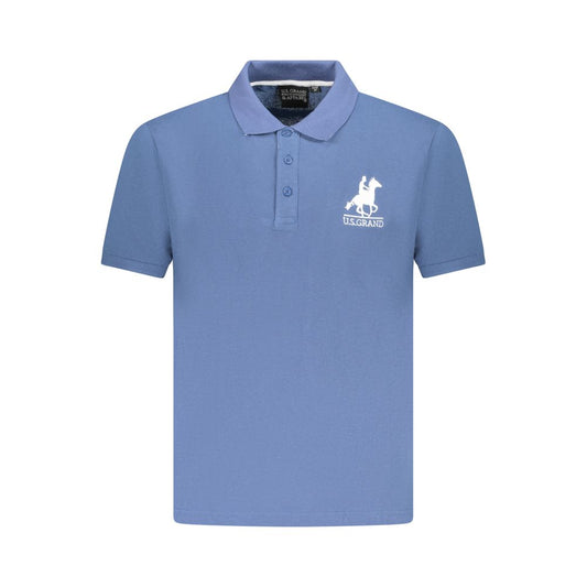 Blue Cotton Men Polo Shirt