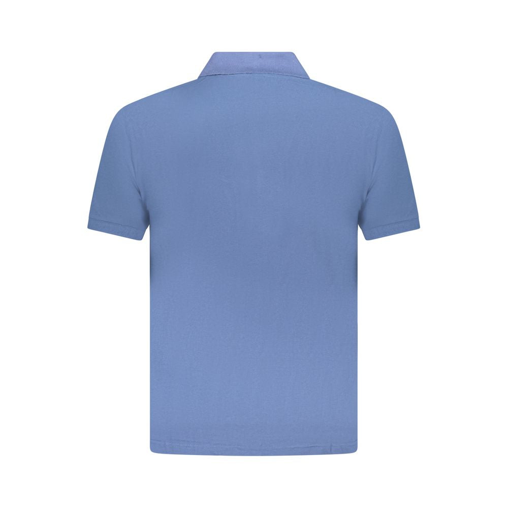 Blue Cotton Men Polo Shirt