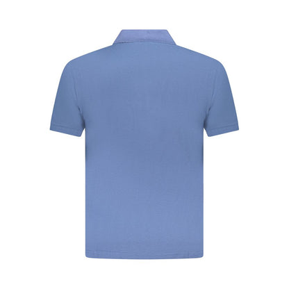 Blue Cotton Men Polo Shirt