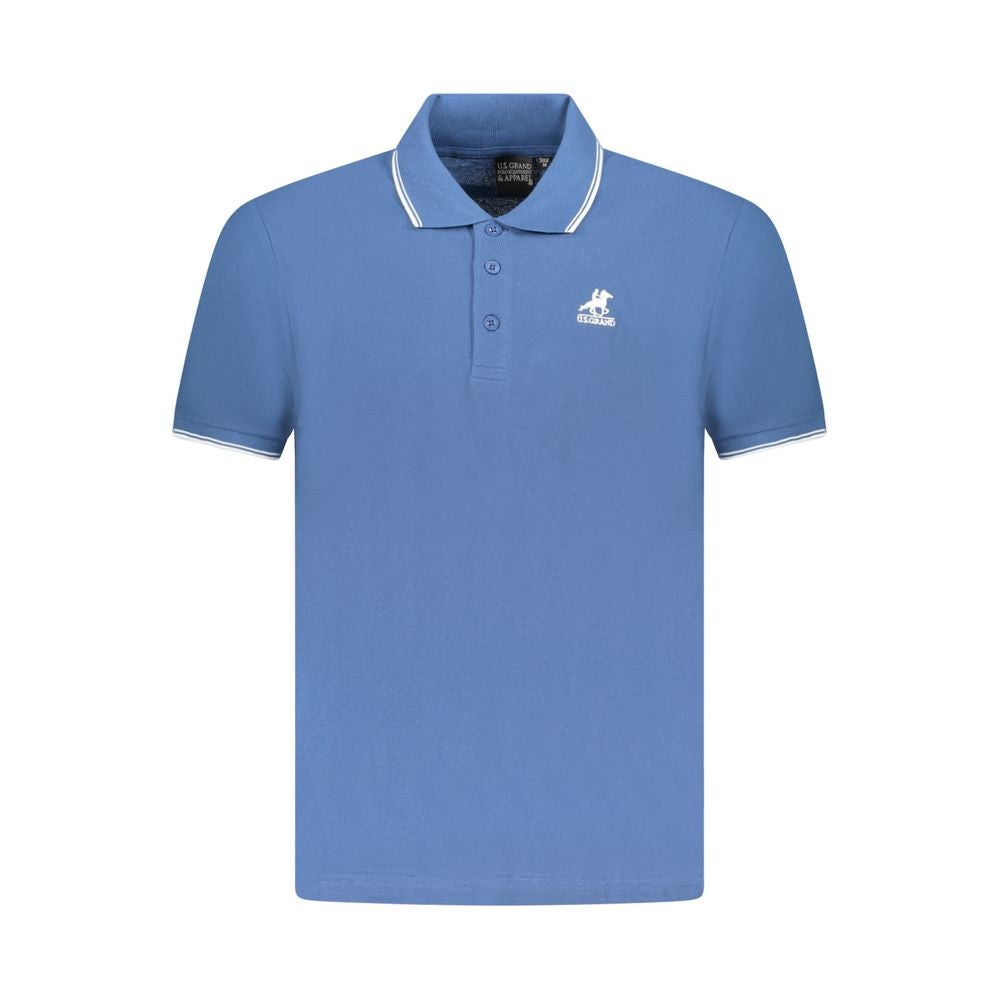 Blue Cotton Men Polo Shirt