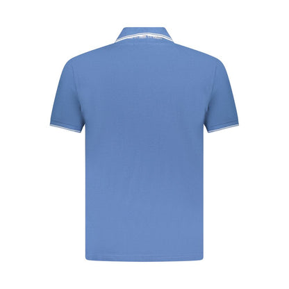 Blue Cotton Men Polo Shirt