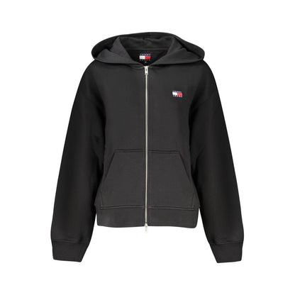 Black Cotton Women Hoodie