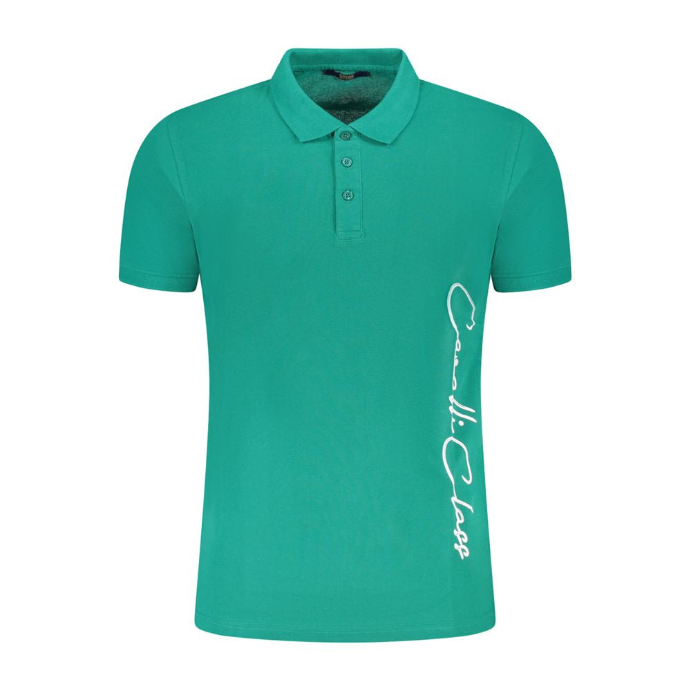 Green Cotton Men Polo Shirt