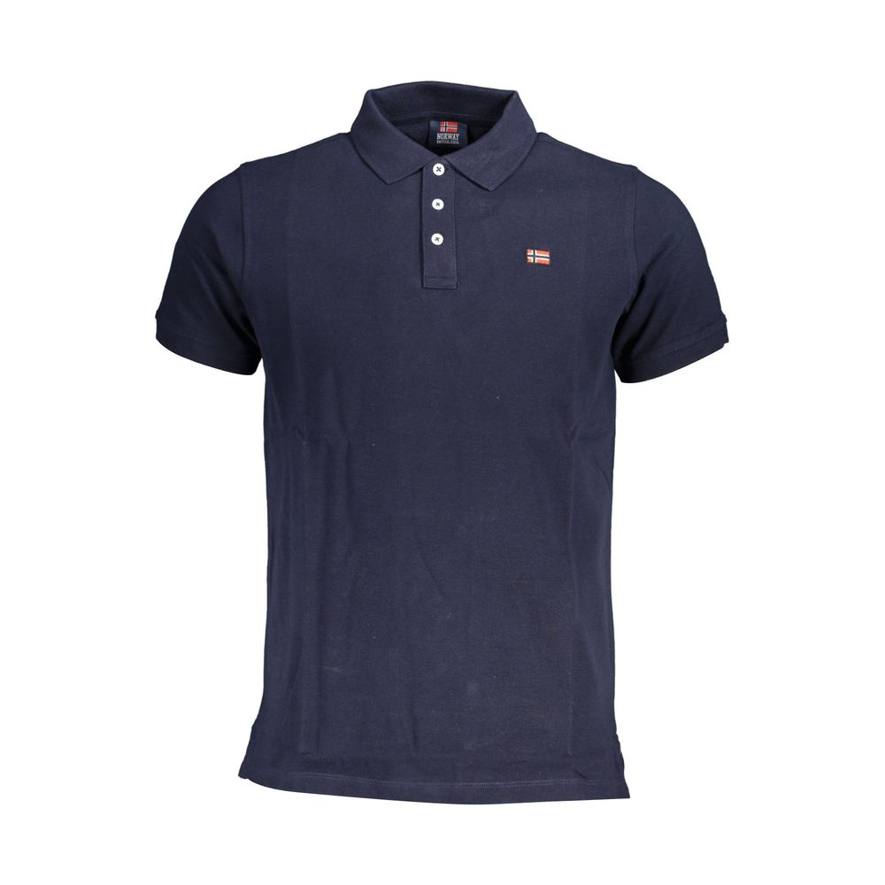 Blue Cotton Men Polo Shirt