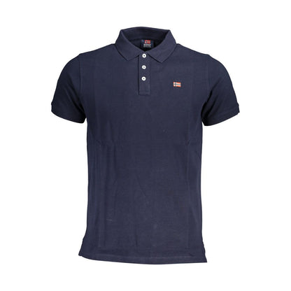 Blue Cotton Men Polo Shirt