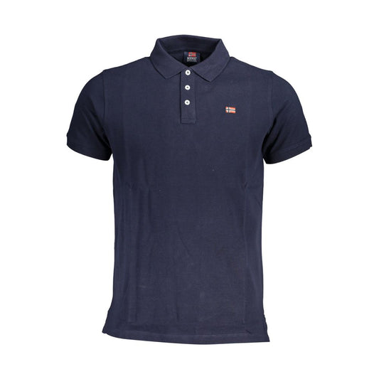 Blue Cotton Men Polo Shirt