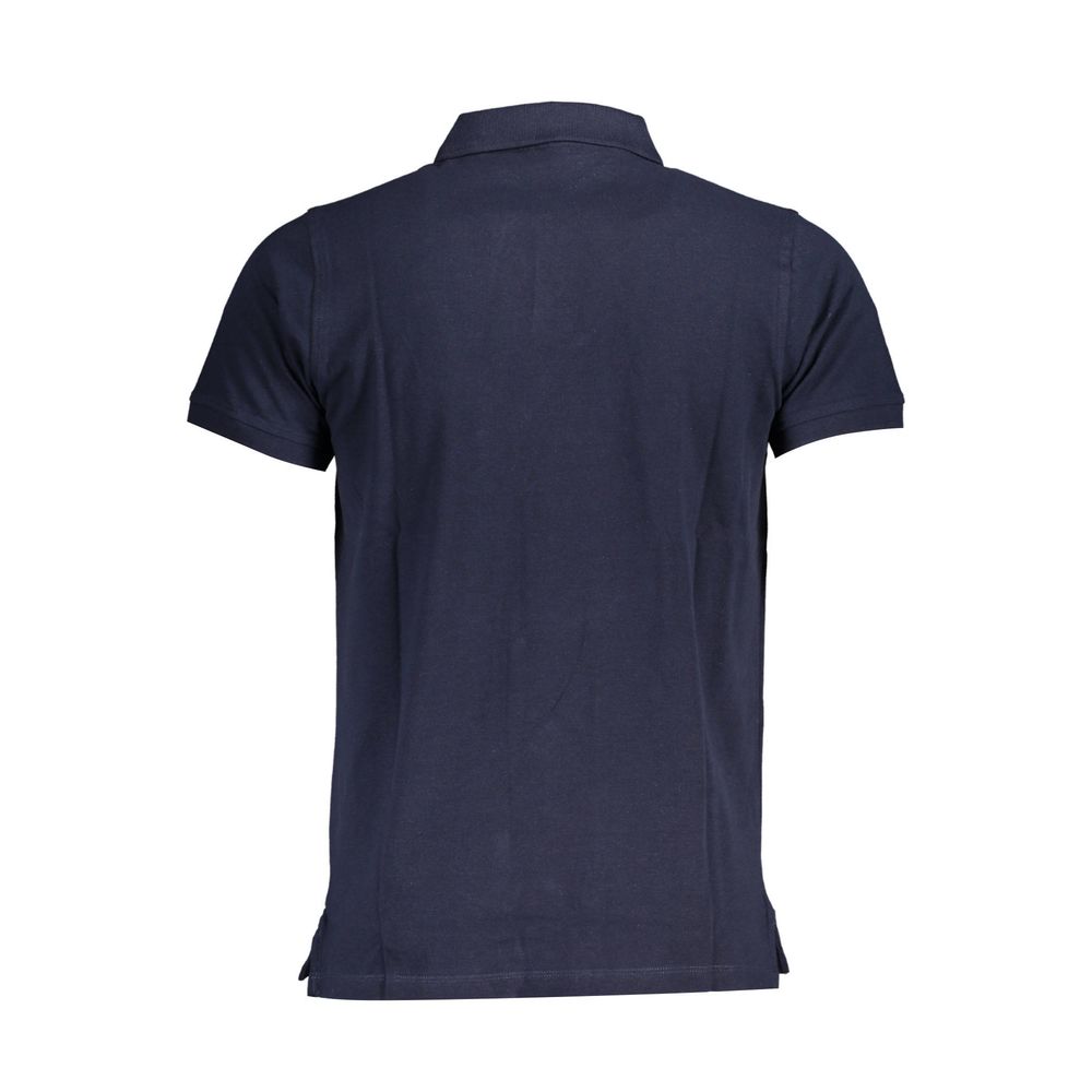 Blue Cotton Men Polo Shirt