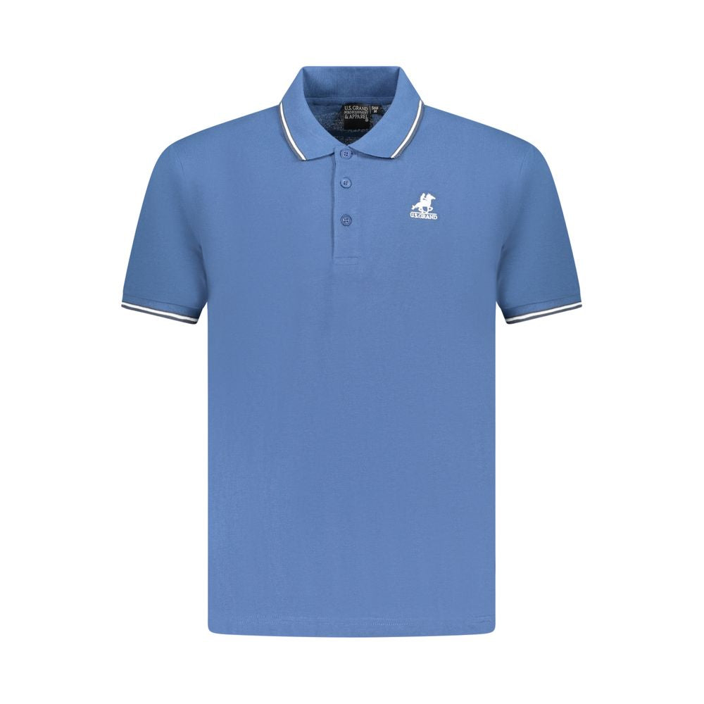 Blue Cotton Men Polo Shirt