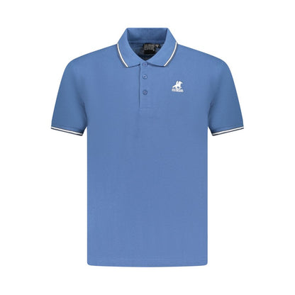 Blue Cotton Men Polo Shirt