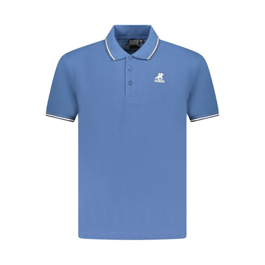 Blue Cotton Men Polo Shirt
