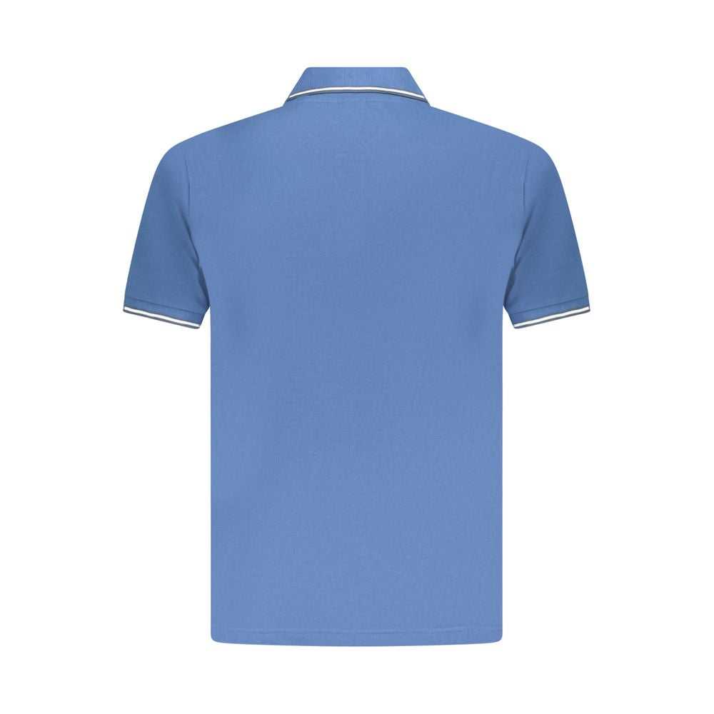 Blue Cotton Men Polo Shirt