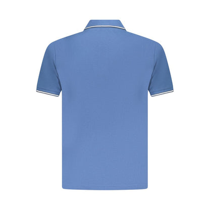Blue Cotton Men Polo Shirt