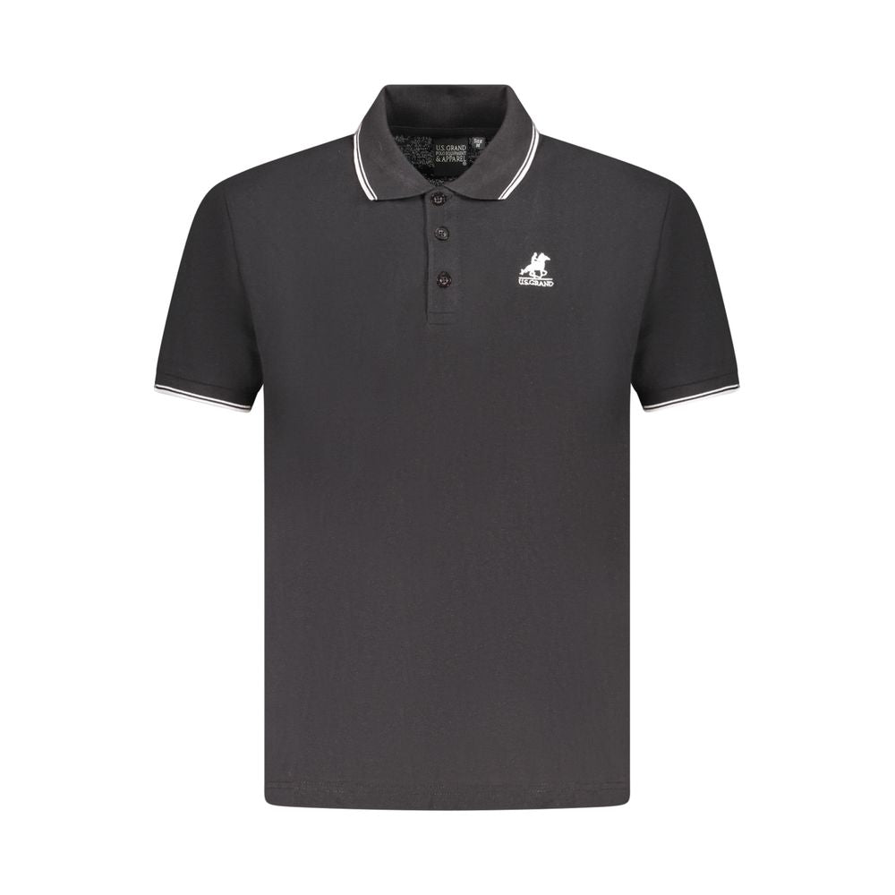 Black Cotton Men Polo Shirt