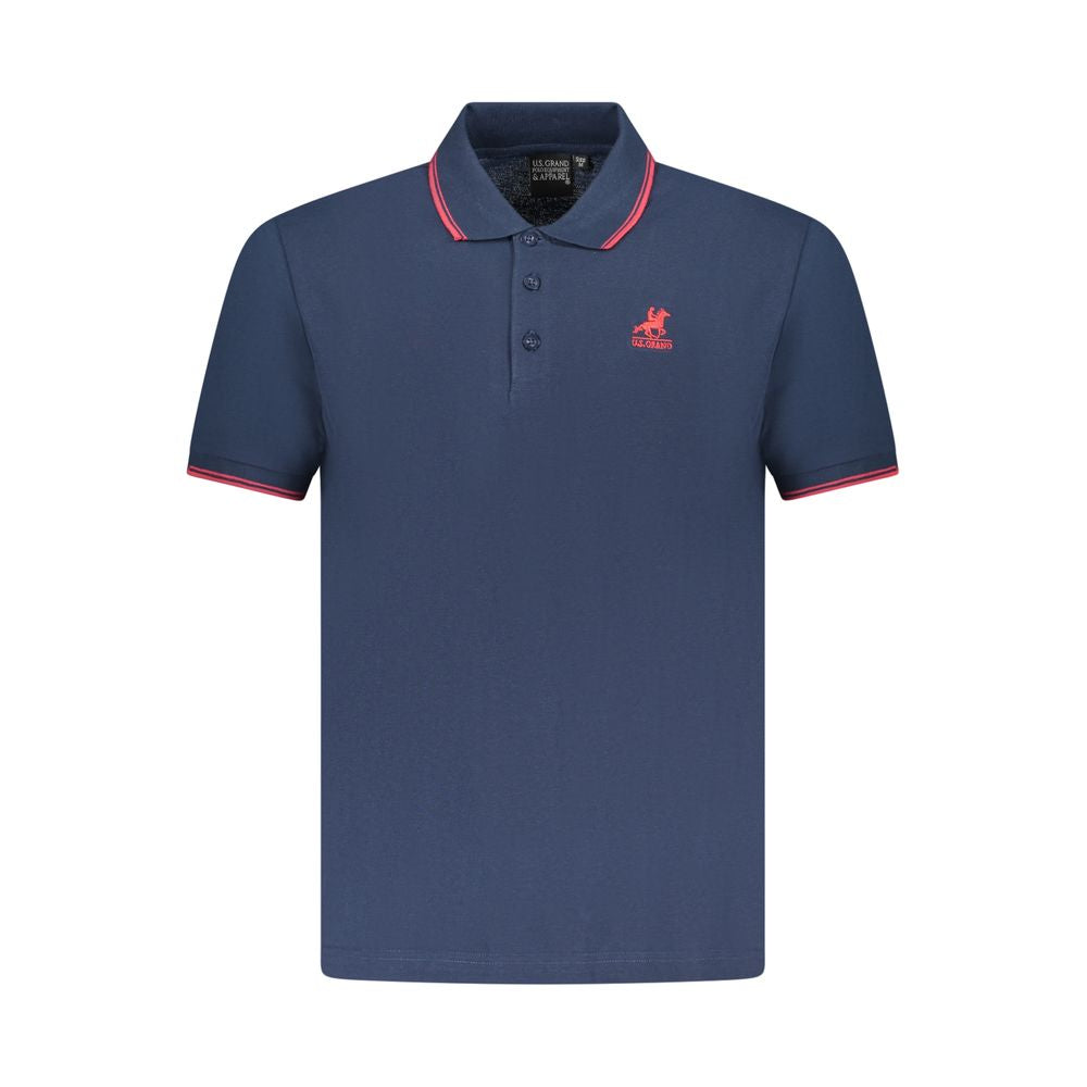 Blue Cotton Men Polo Shirt