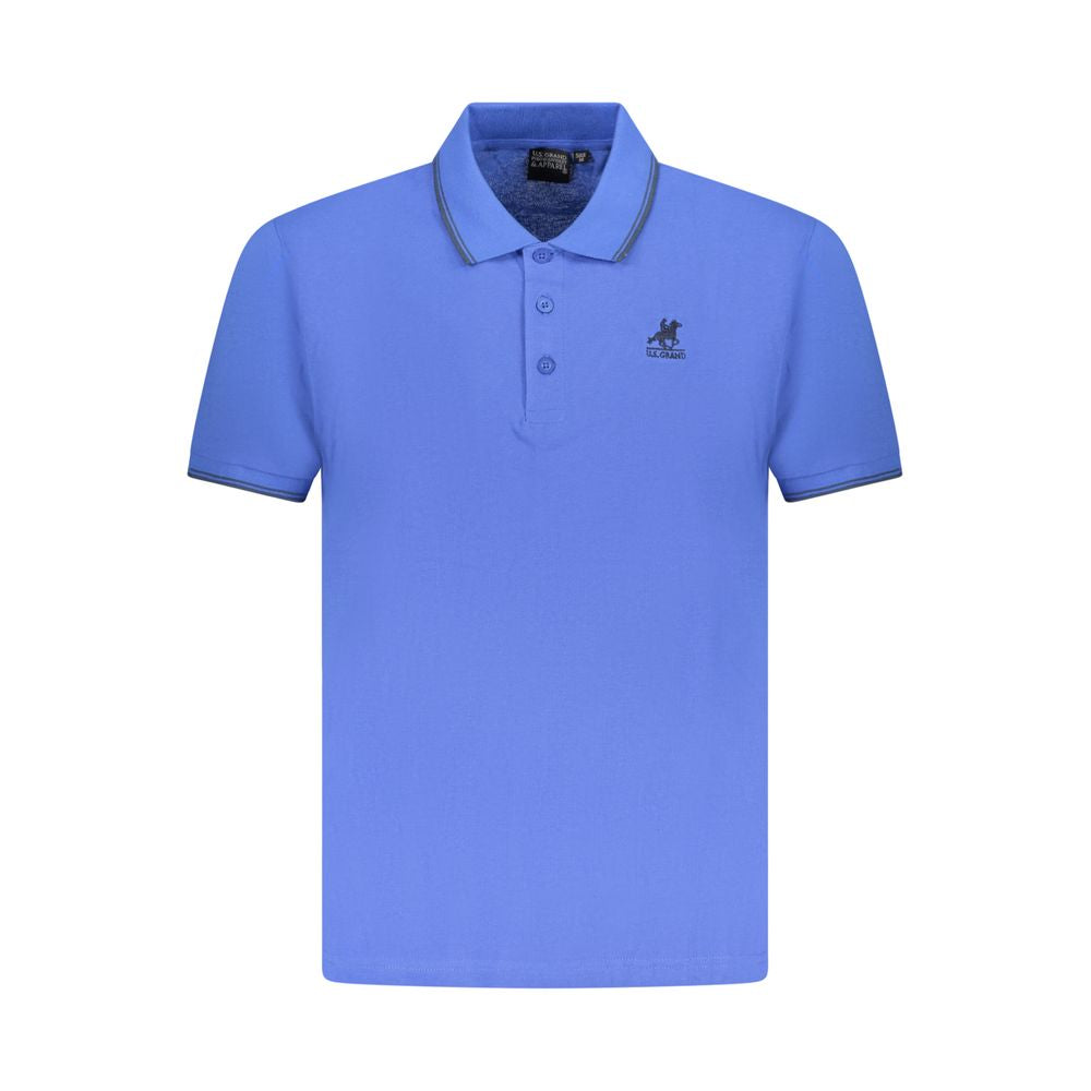 Blue Cotton Men Polo Shirt