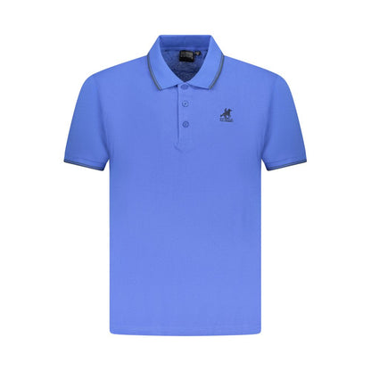 Blue Cotton Men Polo Shirt