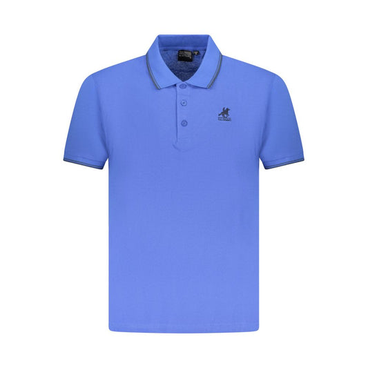 Blue Cotton Men Polo Shirt