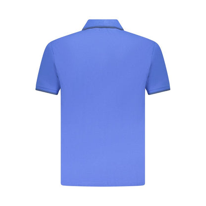 Blue Cotton Men Polo Shirt